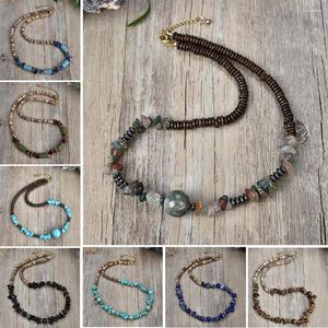 Choker Bohemian naturalny kamień kokosowy naszyjniki dla kobiet mężczyzn mężczyzn vintage obojczyk łańcuch na plażę impreza plemienna biżuteria modowa