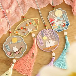 Chinese Style Products DIY Embroidered Bookmark Material Package Embroidery Starter With Flowers Plant Pattern Color Threads Handmade Bookmark