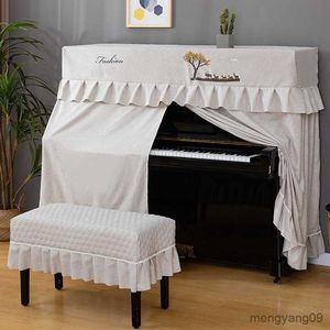 Dust Cover European Style Piano Cover Sets Home Decor Full Cover Dustproof Piano Cover Stool Seats Cover Piano Furniture Protective Cover R230803