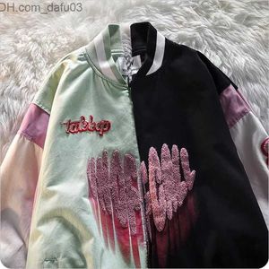 Moletons com capuz masculinos com zíper suéter grunge harajuku 2021 primavera super Dalian moletom com capuz uniforme de beisebol jaqueta feminina Y2K Gothic Kawaii Letter Badge Z230803