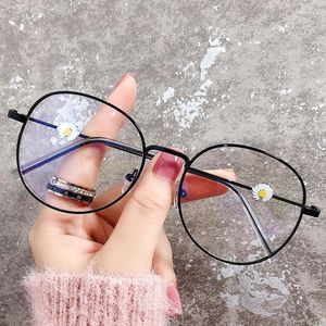 Солнцезащитные очки Little Daisy Anti -Blue Light Glasses Women Fashion Metal Vintage Gafas de Lectura Mujer Glar