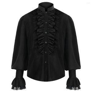 Męskie koszulki na halloween festiwal cosplay kostium średniowieczny piracka koszula wiktoriańska steampunk gotycka marszczone topy chemise homme
