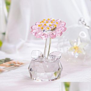 Nyhetsartiklar H D Crystal Flower Dreams Sunflower Figurfönster Sun Catcher Glass Ornament Pappersvikt Hem Bröllopsdekor Collecti Dhrgk