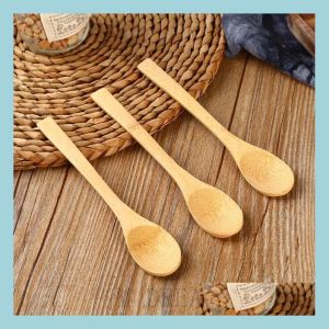 Spoons 16X3Cm Bamboo Spoons Ice Cream Honey Spoon Kitchen Using Scoop Drop Delivery Home Garden Dining Bar Flatware Dhn4U LL