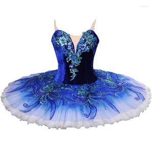 Стадия ношения балет конкурент юбка TUTU Royal Blue Bird Grad Professional Women Print Classical Brind Purple Purple Costume Dress