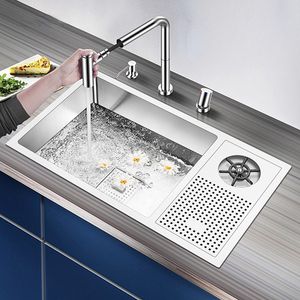 NY SUS 304 rostfritt stål Högtryckskoppare Rinser Kitchen diskbänk handgjorda borstade undermonterade barräknare