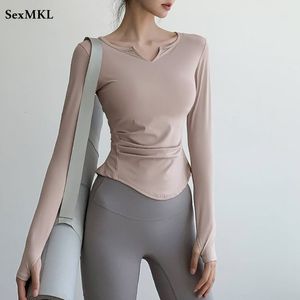 Women's T-Shirt Casual Long Sleeve White T Shirts Womens Fashion Spring Autumn Slim Pink Black Ladies Tops Sexy V Neck Soft Woman Tshirts 230802