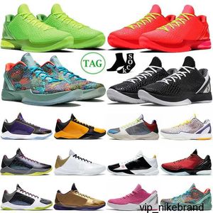 Black Mamba 6 Resever Grinch Basketball Shoes 6s 6s Bright Crimson Green Men Green Women Whip With Box Size 7-12