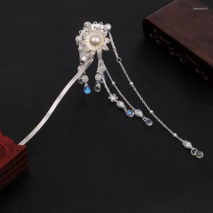 Hair Clips Fork With Tassel Women Wedding Jewelry Flower Fringed Hairpin Chinese Style Headdress Girl Crystal Decoration