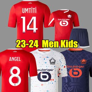 14 Umtiti Losc Lille 23 24 Soccer Jerseys Angel Cabella J David Yazici Ounasフットボールシャツ2023 2024ホームアウェイサード3番目のMaillot Men Kids Kit