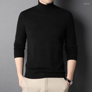 Blusas Masculinas 2023 Primavera Outono Suéter Gola Alta Manga Longa Ultra Suave Moda Casual Masculino Leve Inverno Preto Básico Tops