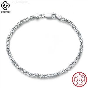 Charm Bracelets Rinntin 925 Sterling Silver Italian 2.5mm Handmade Flat Byzantine Chain Bracelet for Women Luxury Bracelet Fine Jewelry SB122 L230804