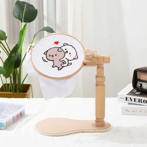 Chinese Style Products Wooden Embroidery Hoop Stand DIY Adjustable Needlework Desktop Holder Wood Support for Cross Stitch(Without