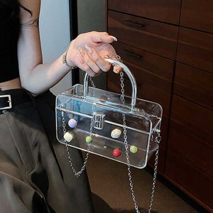 Primavera e Verão Nova Bolsa Feminina Fashion Simples Transparente Cadeia Transversal Bolsa Pequena Quadrada 0809