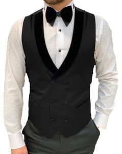 Groom Vests For Wedding Peaked Lapel Formal Pockets Men's Suit Waistcoat Dress Attire Slim Fit Casual Groomsmen Vest Custom Made Double-breasted