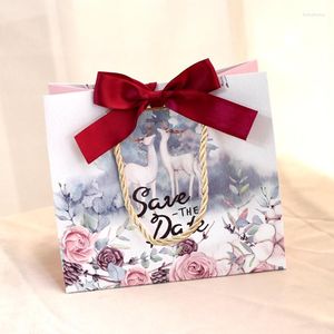 Gift Wrap 10pcs 18x16x10CM Tote Bag Box Holiday Wishes Candy Paper Flower Ribbon Packaging