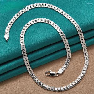 Catene Fashion Wedding Engagement Jewelry Gift 925 Sterling Silver 6Mm Side Chain 16/18/20/22/24 Inch Collana da donna