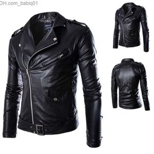 Herren Leder Kunstleder Motorrad Slim Lederjacke Herren Lederjacke Britische Mode Herren PU Lederjacke T230804