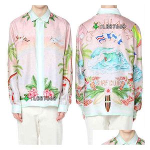 Мужские повседневные рубашки Silk Casablanca Surf Club 21ss Gradient Gradient Flower с длинным рукавом рубаш