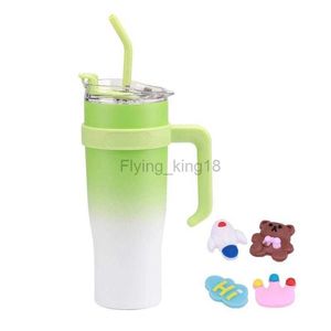 40oz Insulated Water Bottle With Straw Stainless Steel Gradient Color Water Cup For Gym Fashionable Water Cup For Business Trips HKD230803