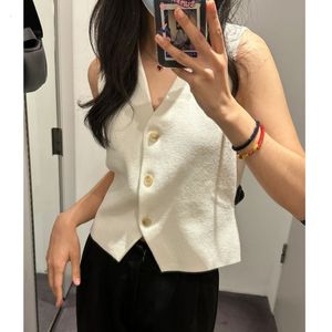 Women's Vests V-neck Knitted Suit Vest Women Black Beige Summer Sleeveless Corset Vest Tops 230803