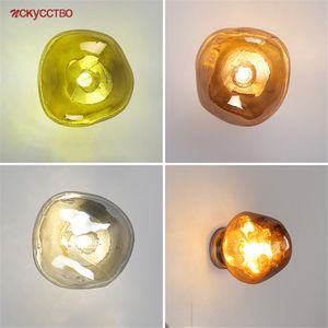 Novelty Items Postmodern Glass Lava Silver Red Gold Led Wall Lamp Home Living Room Decor Light Fixture Bedroom Bedside Corridor Stairs Sconce 230804