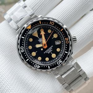 Orologi da polso SD1975V STEELDIVE 47.5MM Orologio subacqueo da uomo Lunetta in ceramica Cassa in acciaio inossidabile Luminoso arancione NH35 Meccanico automatico