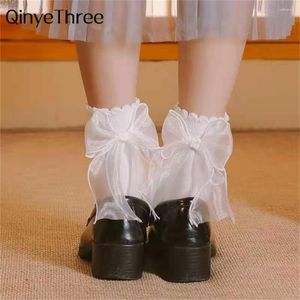 Frauen Socken Chic frauen Lolita Spitze Ferse Große Fliege Gericht Stil Prinzessin Wind Mid Tube Sokken Dropship