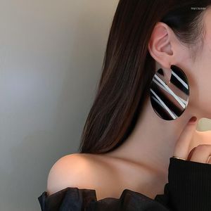 Hoop Ohrringe VSnow Exquisite Schwarz Weiß Streifen Kreis Geometrische Ohrring Für Frauen Übertreibung Transparent Acryl Luxus Schmuck