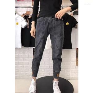 Women's Jeans 2023 Elastic Waist Flare Cut Pants Mid-High Denim Trousers Women Loose Slim Harem Casual Cargo