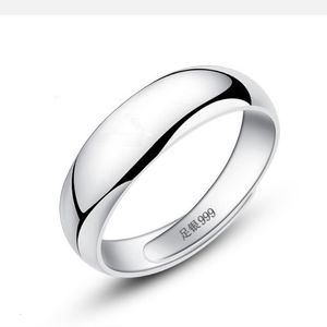 Wedding Rings 100% Real 999 Pure Silver Jewelry Simple Open Ring For Women Men Ring Fashion Free Size Bright Rings Gifts 230803