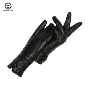 Fingerless Gloves Women s Genuine Leather Winter Warm Fluff Woman Soft Female Rabbit Fur Lining Riveted Clasp High quality Mittens 230804