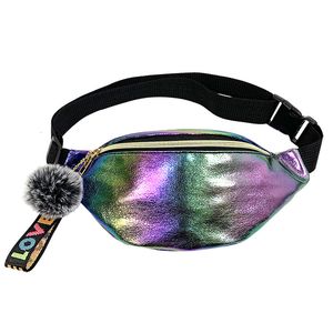 Waist Bags 1PC Cool Sequins Printing Bag For Women Fashion Girls Shoulder Belt Kids Packs Glitter Phone Pouch 230804