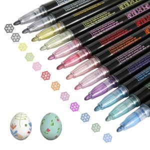 Marker Outline Metallic Markers Double Line Magic Shimmer Paint Pens 24er-Set für Kinder Erwachsene ZEICHNUNG Art Signature Coloring Journal 230803