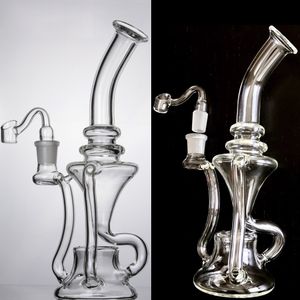 11inch Glass Bongs Bubbler with Tornado and Cyclone Recycler Perc Heady Water Pipes Smoking Hookah Rigs with 18mm Banger