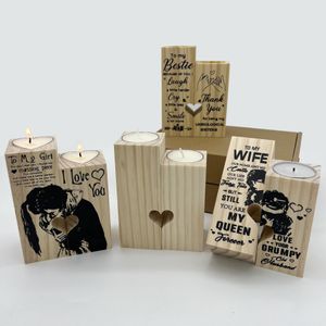 木製のろうそくのホルダーハート型のろうそく足は、家の装飾と結婚式の装飾を表します