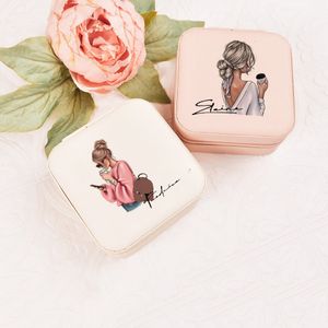 Jewelry Boxes Fashion Girls Custom Name Case Personalized Organizer Christmas Birthday Holiday Gifts for Her Jewellery Box 230803