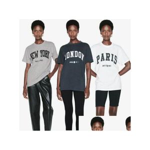 女性用TシャツAB大学女性デザイナーTシャツビングクラシックレタープリントスリーブ刺繍コットンティートップ