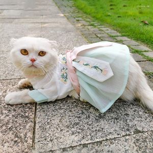 Vestuário para cães, gato, Hanfu, animal de estimação, vestido antigo, saia, roupas, bichon, pelúcia, pomerânia, fantasia fofa, para cachorrinhos