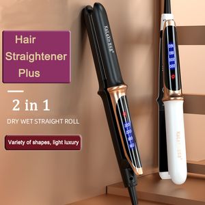 Hair Straighteners 2 In 1 Professional Straightener Flat Iron For Wet or Dry Curl Styling Tools 230803