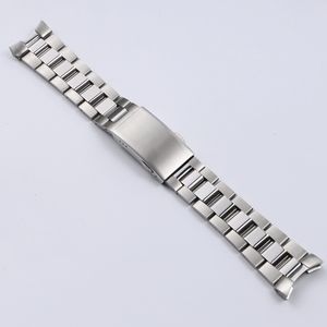 Titta på band 22mm Silver Solid 316L Rostfritt stål Watchband Deployment Clasp Curved End Wrist Armband Stock Rand 230803