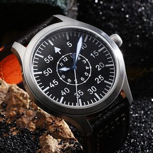Other Watches Escapement TimeVH31 Quartz Movement Pilot Watch with Type B or Type A Black Dial and 42mm Case Waterproof 100M 230804