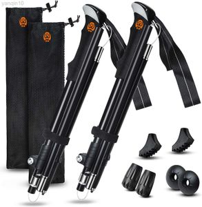 Bastoncini da trekking Bastone da trekking pieghevole da esterno a 5 sezioni Campeggio Portatile da passeggio Bastone da trekking Stampelle telescopiche ultraleggere Alpenstocks HKD230804