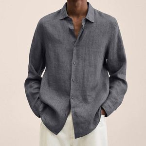 Camicie casual da uomo 2023 primavera ed estate sottile cotone poliestere esplosione quattro stagioni camicia a maniche lunghe con scollo a V a maniche lunghe da uomo