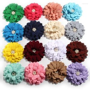 Decorative Flowers 4PCS 10.5CM 4.1" Lace Trim Patch Artificial Applique Fabric Wedding Dress Bride Hair Veil Clothes Headwear Decoration