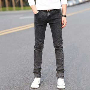 Men's Jeans Stylish Denim Trousers Zipper Button Versatile Ankle Length Spring Skinny Long