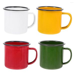 Mugs 4 Pcs Fondue Sets Tin Camping Vintage Tea Cups Mug Coffee Bulk Enamel Ceramics Cup
