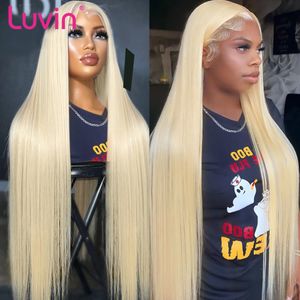 Synthetische Perücken Luvin 30 40 Zoll 13x4 gerade 613 honigblondes menschliches Haar transparente Remy brasilianische 13x6 Farbe Spitze Frontal Perücke für Frauen 230803