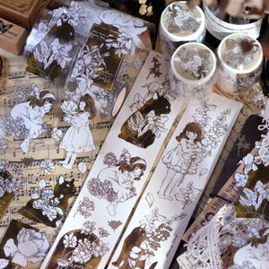 Nastri adesivi 6 metri Vintage Cute Little Girl e Flower Journal Decorazione Washi Paper PET Tape 2016 230804