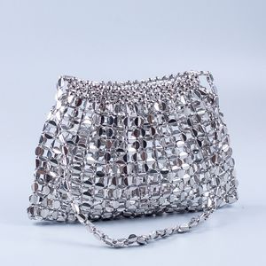 Evening Bags Luxury Bag Design Electropated Gold Silver Acrylic Pärled Cool Girl Y2K Clutches Handmade axel Hobo 230803